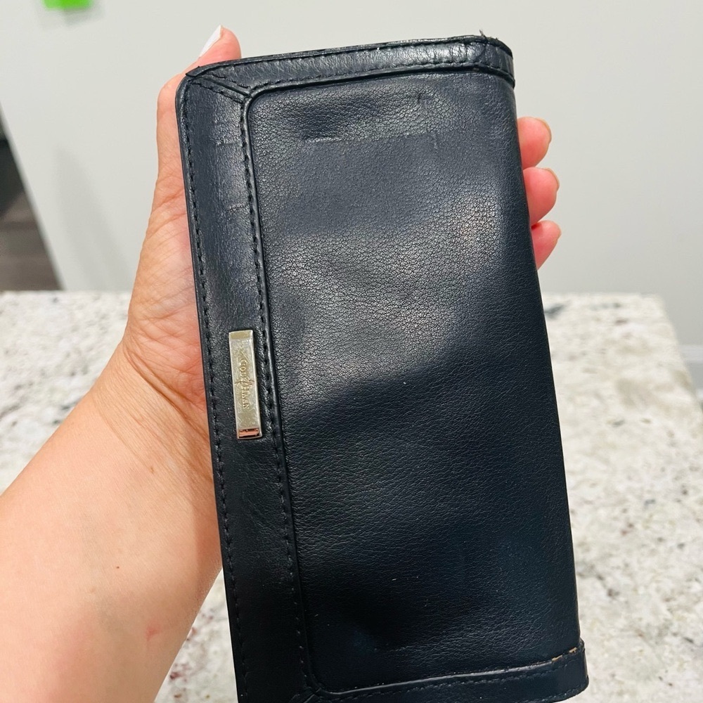 Cole Haan Black Leather check book wallet